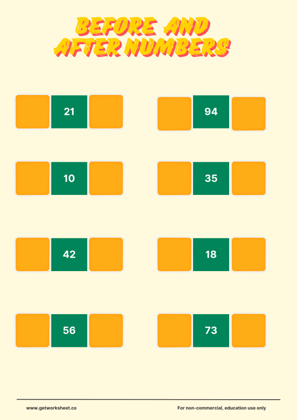 Free before and after numbers worksheets – free printable worksheets preview