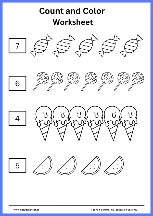 Free count and color worksheets – free printable worksheets preview