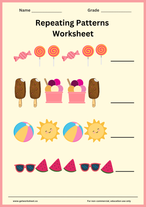 Free repeating patterns worksheets – free printable worksheets preview