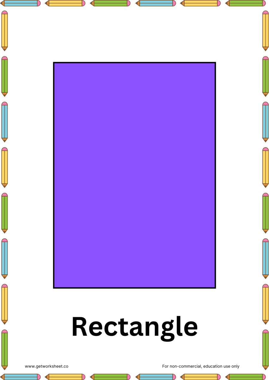 Rectangle flashcard Rectangle flashcard – free printable PDF worksheet, page 1 preview (Free shapes flashcards)