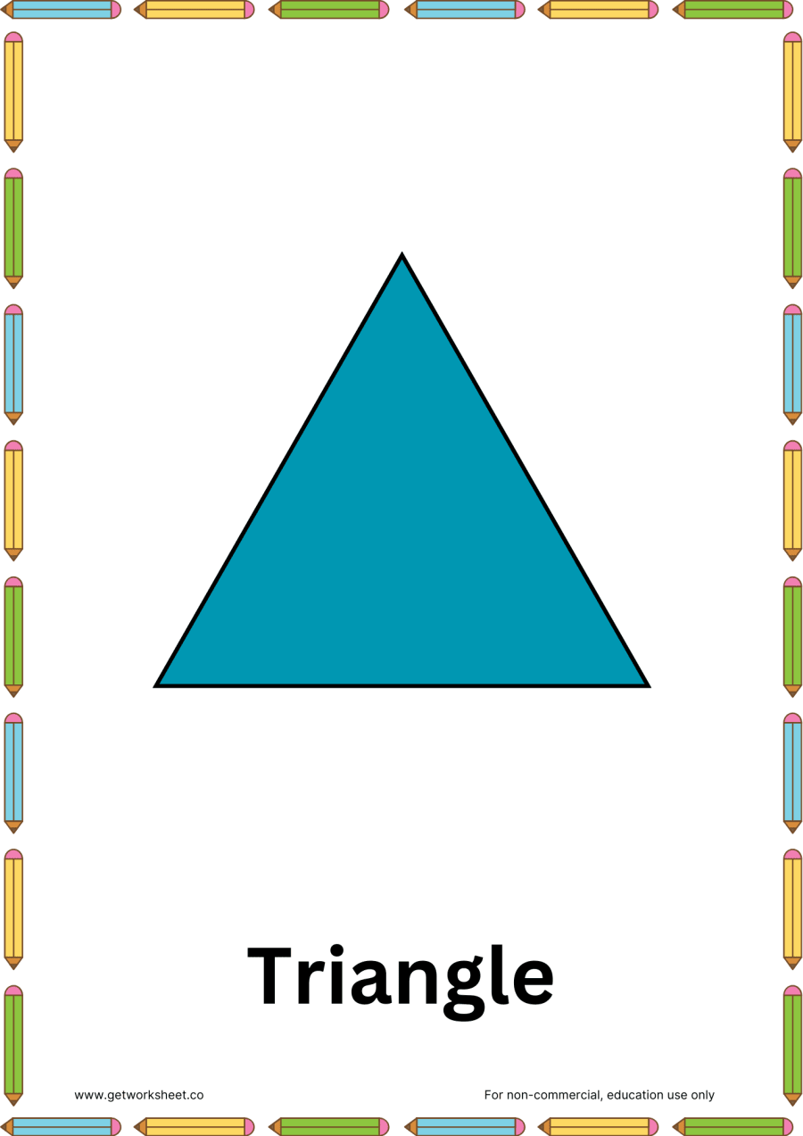 Triangle flashcard Triangle flashcard – free printable PDF worksheet, page 1 preview (Free shapes flashcards)