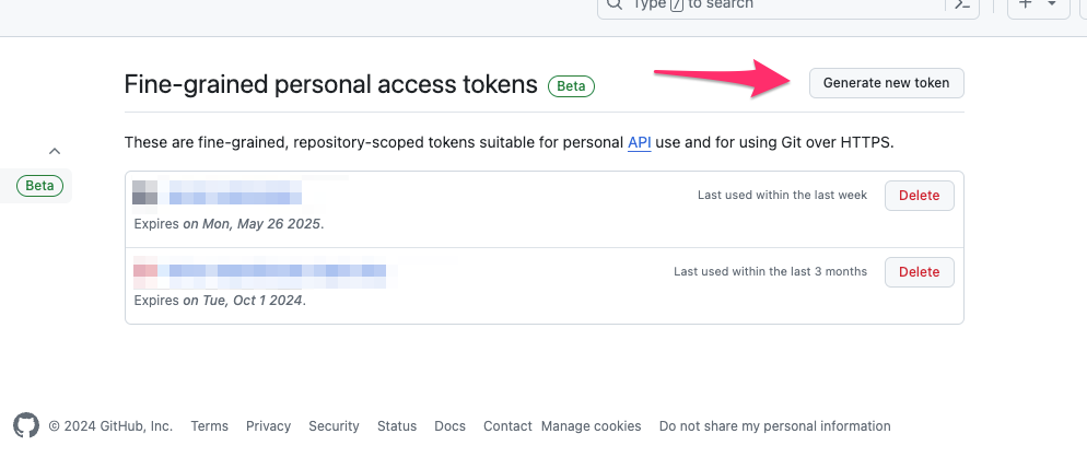 generate personal access tokens