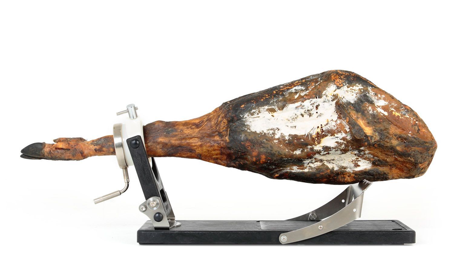 Soporte jamonero Jamotec JP LUXE · acero inoxidable, plegable con estribo