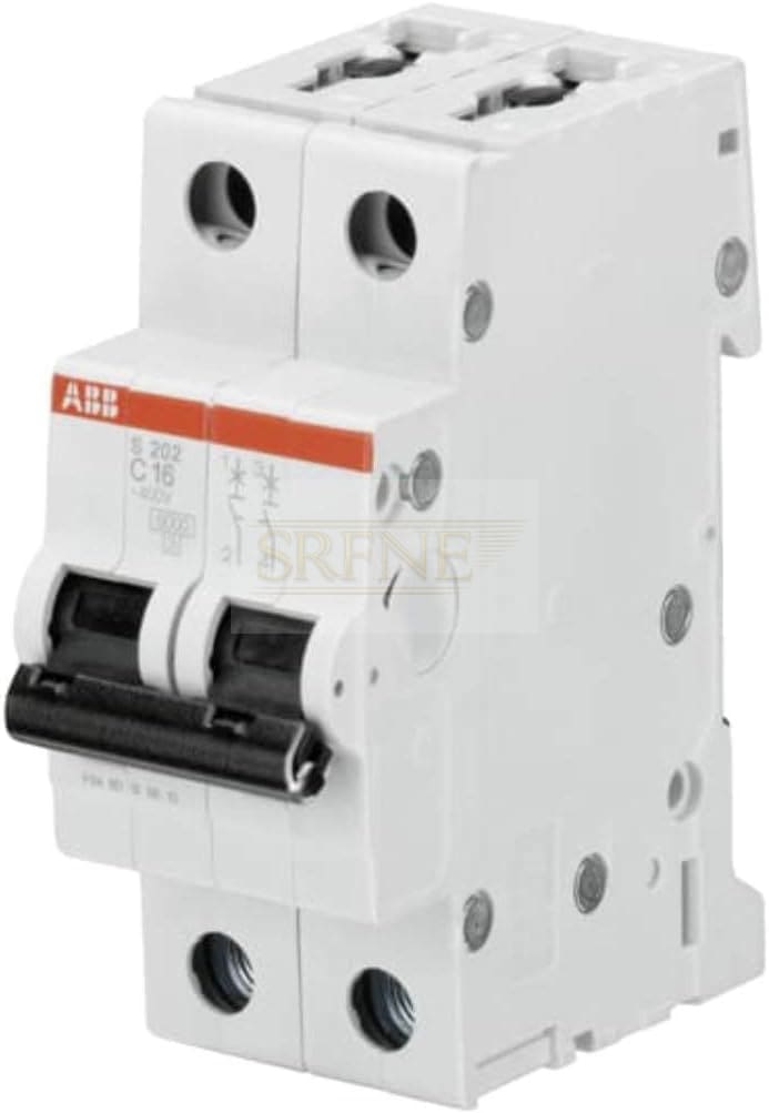 ABB S202-C32 Miniature Circuit Breaker, 2 Pole, Type C, 610kA Breaking Capacity, 32 Amp Current (2CDS252001R0324)