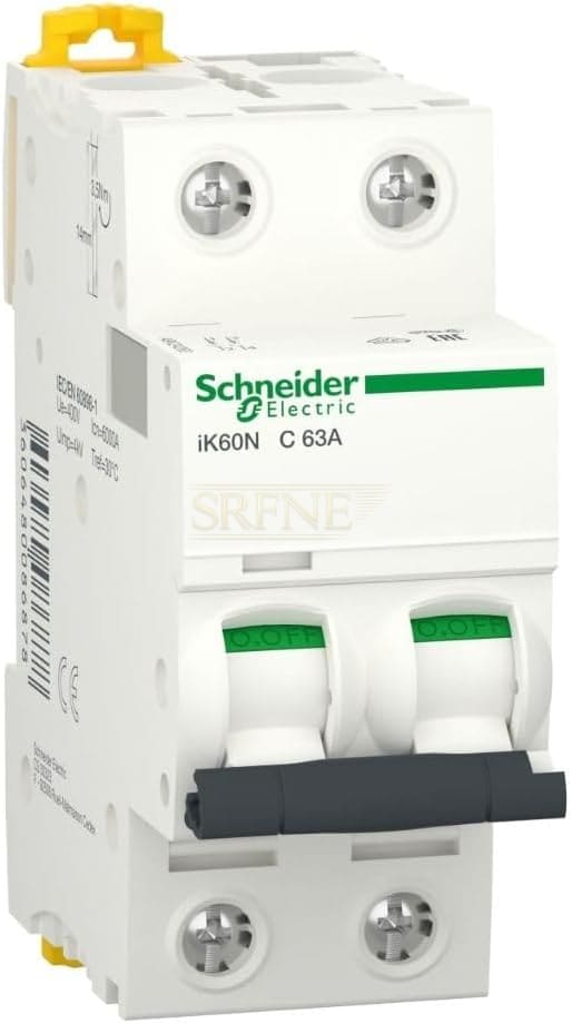 Schneider Electric Miniature circuit-breaker, Acti9 iK60N, 2P, 63 A, C curve, 6000 A (IEC 60898-1)