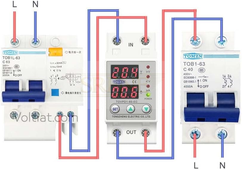 Electrical Protector with 2 Volt and Amp Displays – 80 VA – Protect Devices from Electricity Fluctuations – LED Digital Display – Compatible with Home Appliances – SP3-80VA