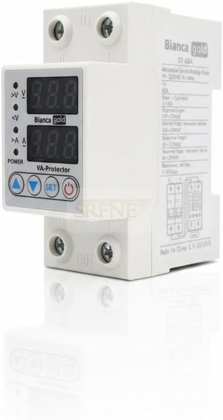 Electrical Protector with 2 Volt and Amp Displays – 80 VA – Protect Devices from Electricity Fluctuations – LED Digital Display – Compatible with Home Appliances – SP3-80VA