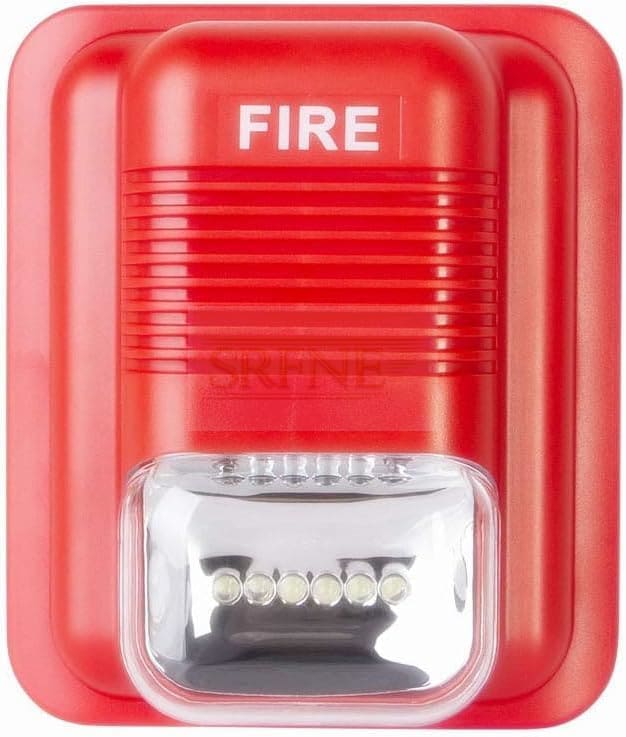 LED Fire Alarm Strobe Light, Red Emergency Warning Siren with Visual Indicator, Wall Mount Security Alert System