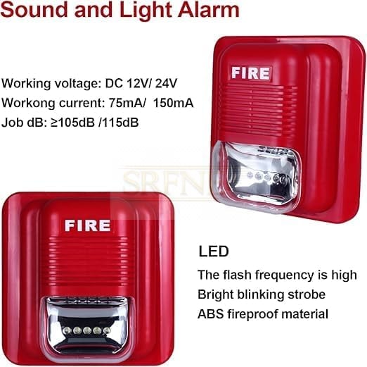 LED Fire Alarm Strobe Light, Wall Mount Emergency Alert System, Red