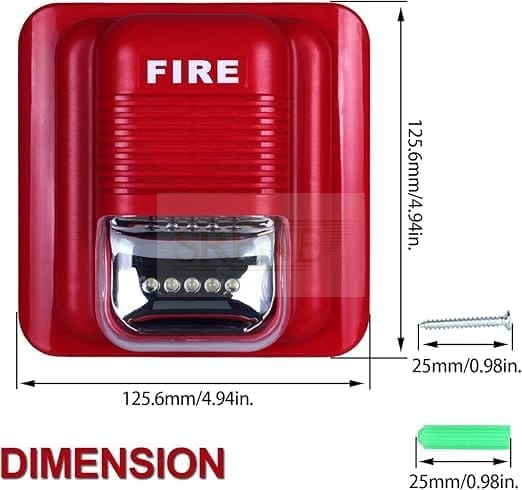 LED Fire Alarm Strobe Light, Wall Mount Emergency Alert System, Red