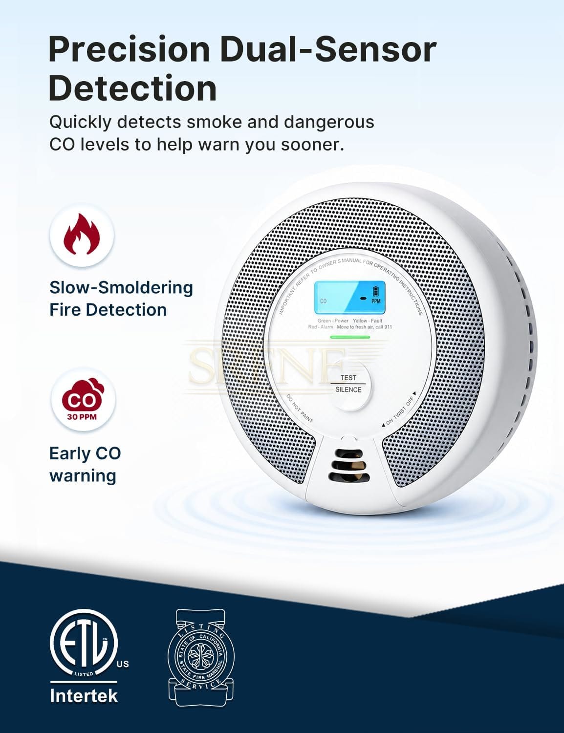 X-Sense SC07 Smoke and Carbon Monoxide Alarm, 4.5 W, 3 V, White, 1-Pack (Standalone Model)