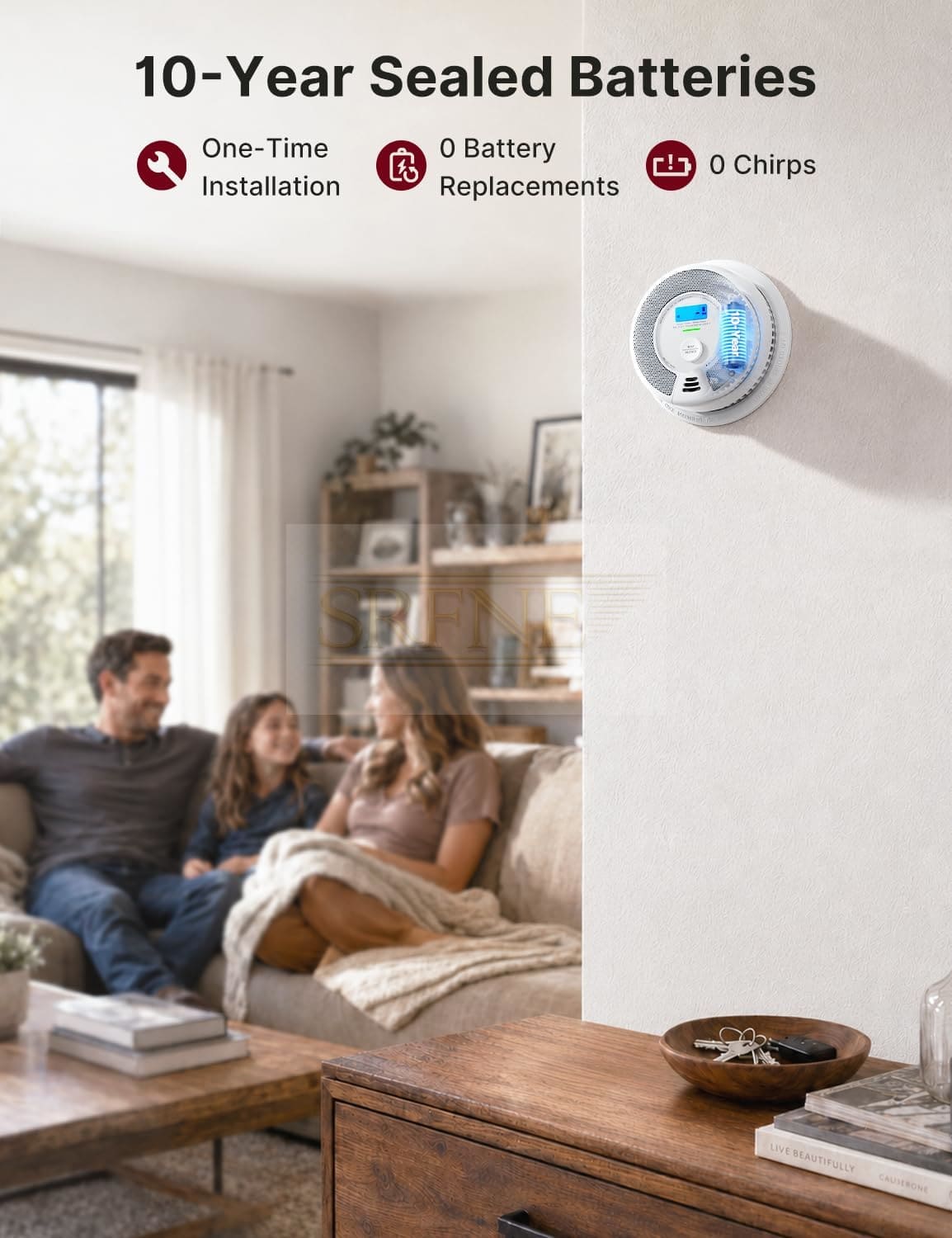X-Sense SC07 Smoke and Carbon Monoxide Alarm, 4.5 W, 3 V, White, 1-Pack (Standalone Model)