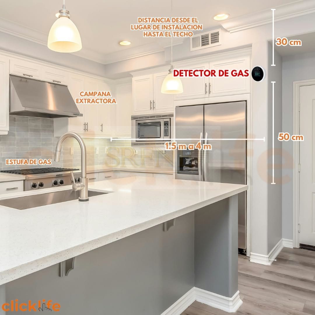 Certified Lp and Natural Gas Sensor Detects Leaks and Sends Alerts Wifi Connection to External Equipment Such as Valves Real Time LCD Display Compatible with Smartlife and Tuya Smart