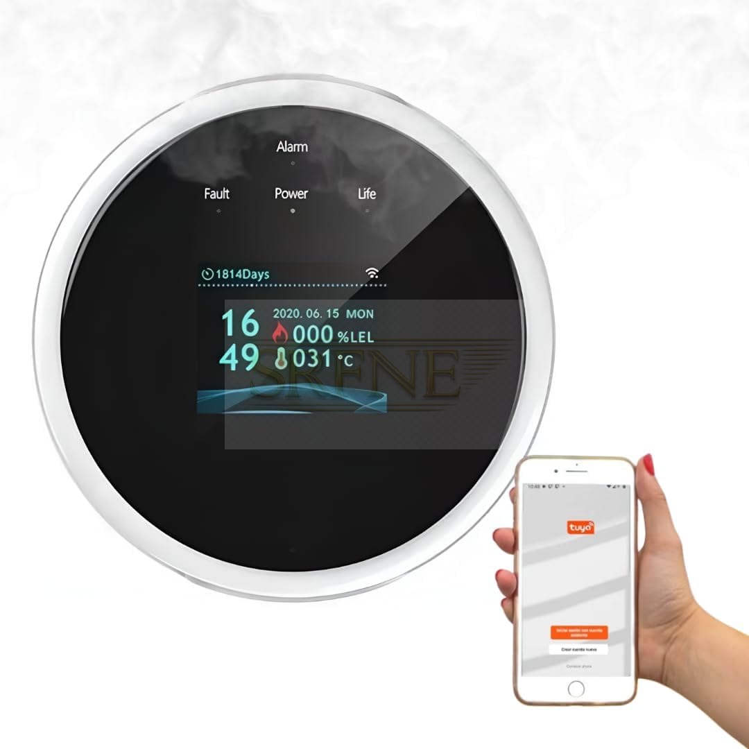 Certified Lp and Natural Gas Sensor Detects Leaks and Sends Alerts Wifi Connection to External Equipment Such as Valves Real Time LCD Display Compatible with Smartlife and Tuya Smart