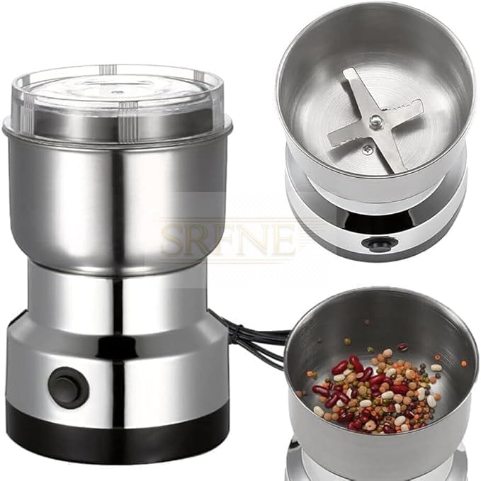 Generic Multifunctional Electric Grinder, 200W Stainless Steel 300ml Coffee, Spice, Seed & Nut Grinder, Portable Dual-Blade Design, Perfect for Home Use