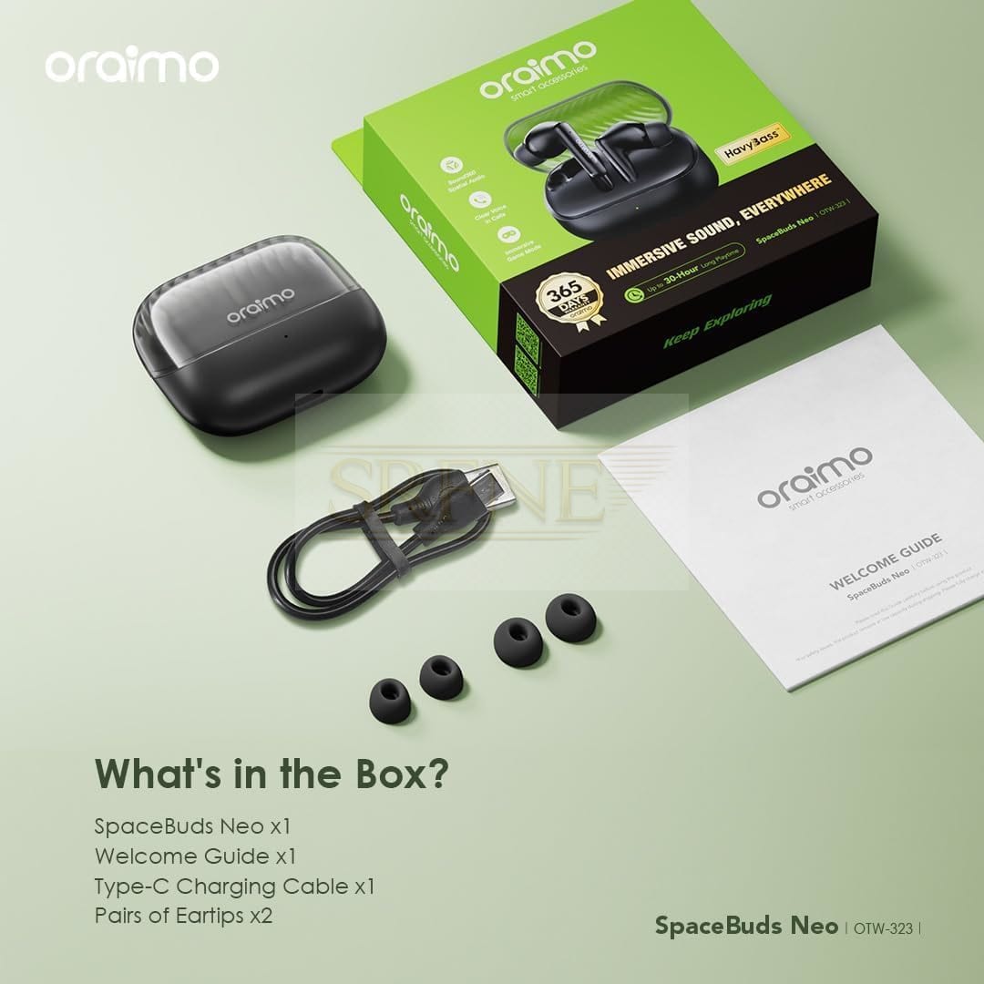 Oraimo SpaceBuds Neo OTW-323, Sound360, Game Mode, IPX4 – Black
