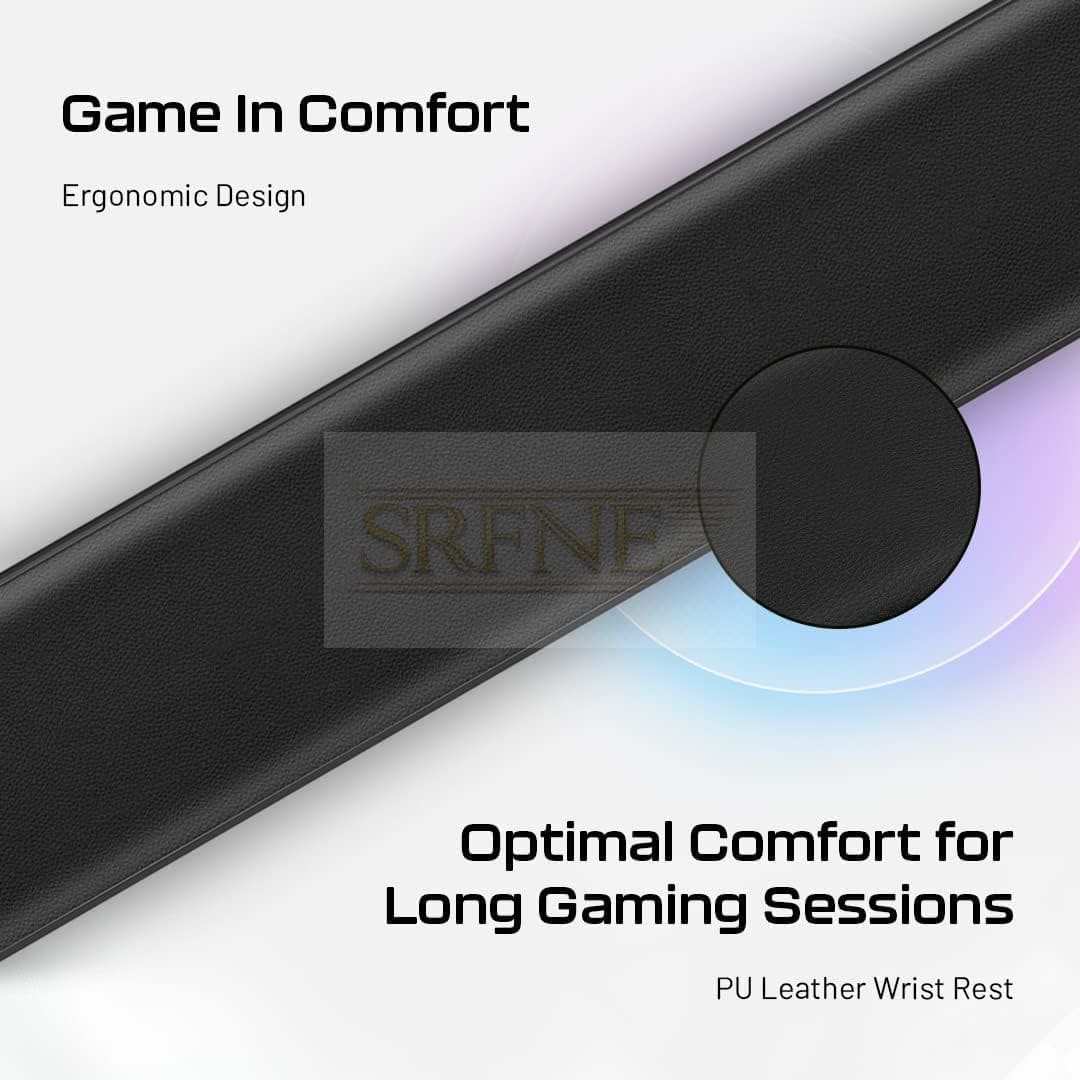 KR3023D Ergonomic Keyboard Wrist Rest Pad – PU Leather Memory Foam Wrist Support with Anti-Slip Base, Water Resistant Wrist Cushion for Gaming, Office & Typing – Full Size 40CM