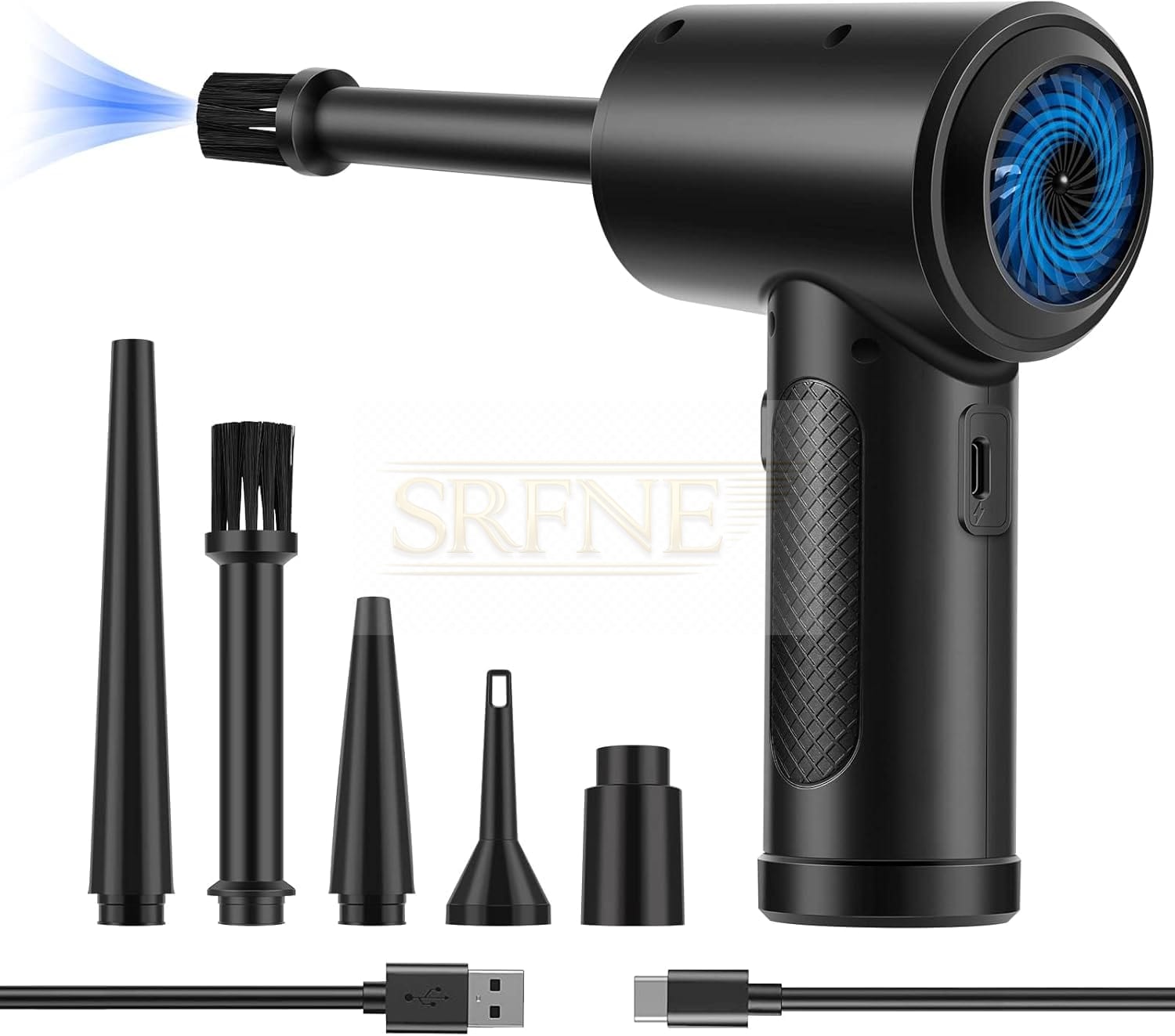 Compressed Air Duster,3-Gear to 51000RPM Electric Air Duster Portable Air Blower with LED Light, 6000mAhRechargeable Cordless Air Duster for Computer Keyboard Fast Charge