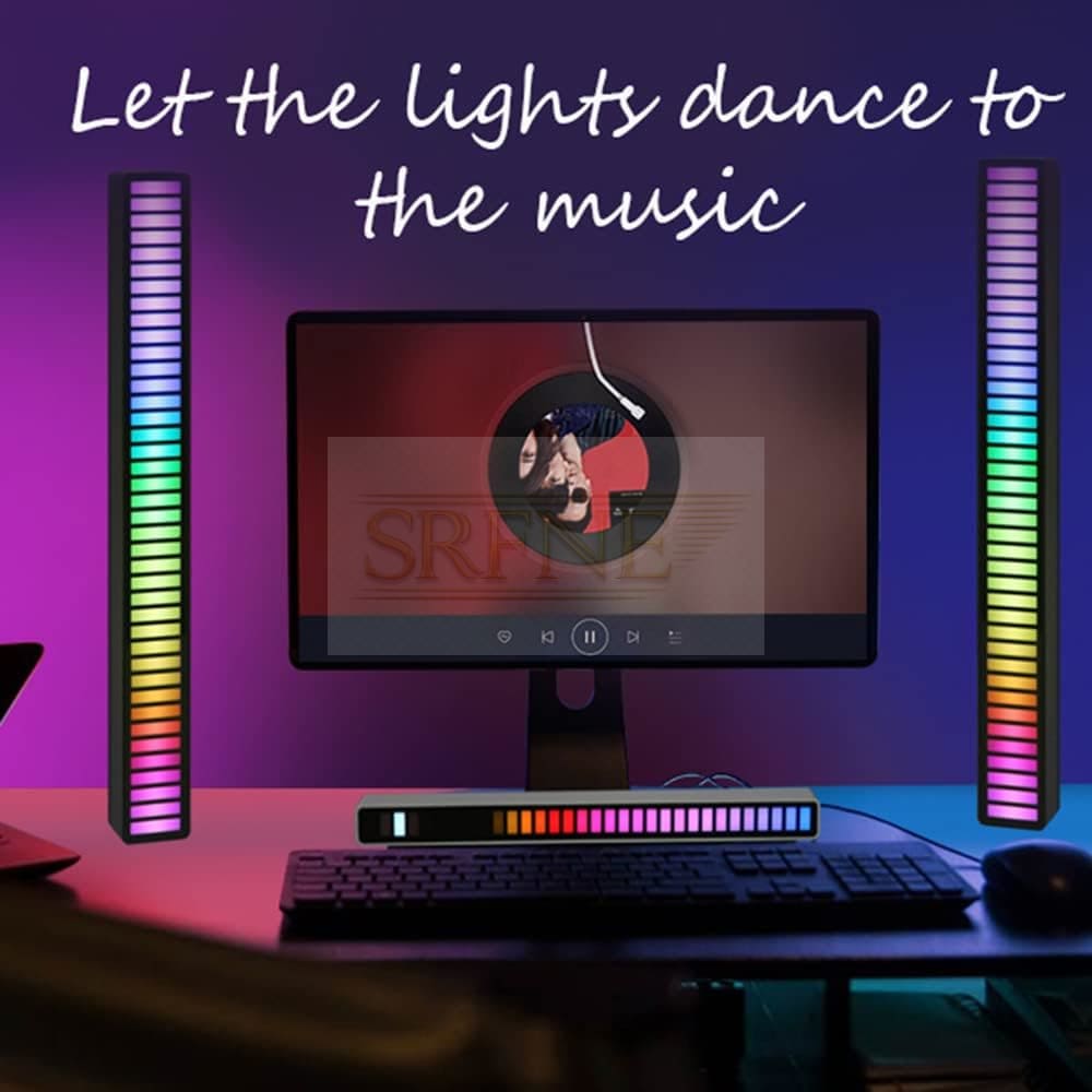 HAIDOLIANG 2 Pack Music Rhythm Light, Creative Colorful LED Ambient Light, RGB Sound Control Atmosphere Light, Ambient Strip Decor Light for Room Desk PC Car DJ Gaming (Black – 32 Beads -No Battery)