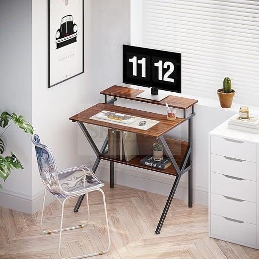Modern Computer Desk with Monitor Shelf & Storage – Sturdy Writing Table with Bookshelf, Space-Saving Double-Layer Design, Home Office Workstation for PC, Laptop & Accessories from MA Store