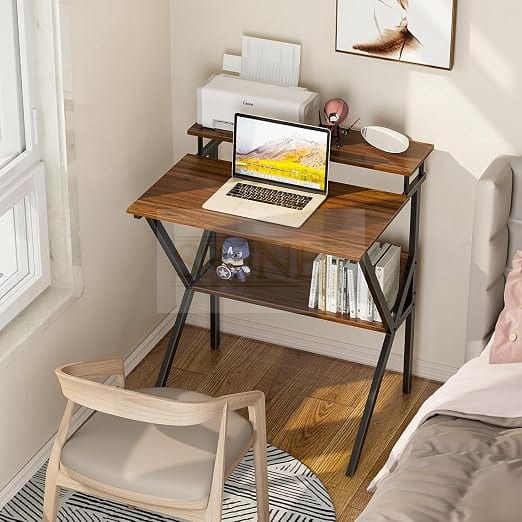 Modern Computer Desk with Monitor Shelf & Storage – Sturdy Writing Table with Bookshelf, Space-Saving Double-Layer Design, Home Office Workstation for PC, Laptop & Accessories from MA Store