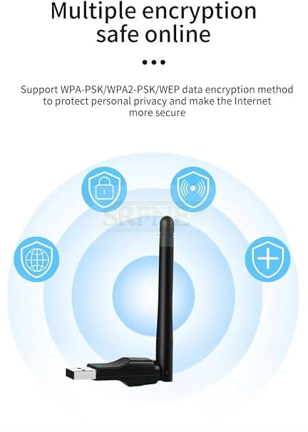 USB WiFi Adapter for PC and Laptop, Wireless Dongle with Rotatable Antenna