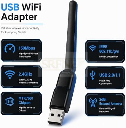 USB WiFi Adapter for PC and Laptop, Wireless Dongle with Rotatable Antenna