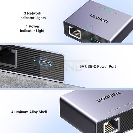 UGREEN 1000Mbps Ethernet Splitter 1 to 2, Plug and Play, 2 Devices Simultaneously Networking, 3FT USB Power Cable