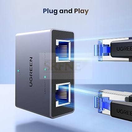 UGREEN 1000Mbps Ethernet Splitter 1 to 2, Plug and Play, 2 Devices Simultaneously Networking, 3FT USB Power Cable