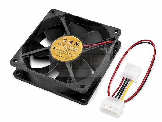 Computer Case Cooling Fan 90mm (9cm) 12V with Molex Power Adapter Cable, Silent Ventilation Fan Black for Desktop