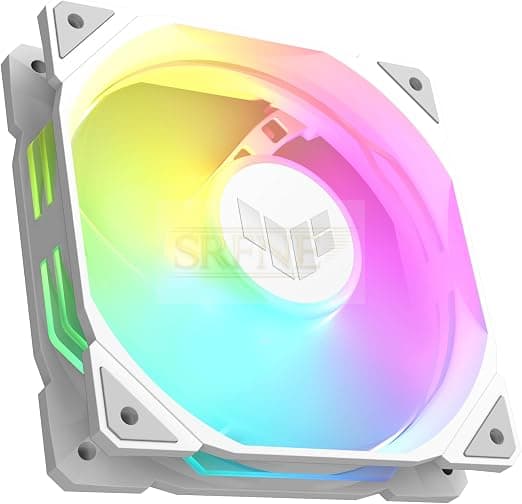 ASUS TUF Gaming TR120 ARGB Reverse Blade White Case Fan Single Pack (120 mm PWM PC Fan, 2000 rpm, 2.75 mm H2O, 76.3 CFM Airflow, 16 Individually Addressable RGB LEDs, White)