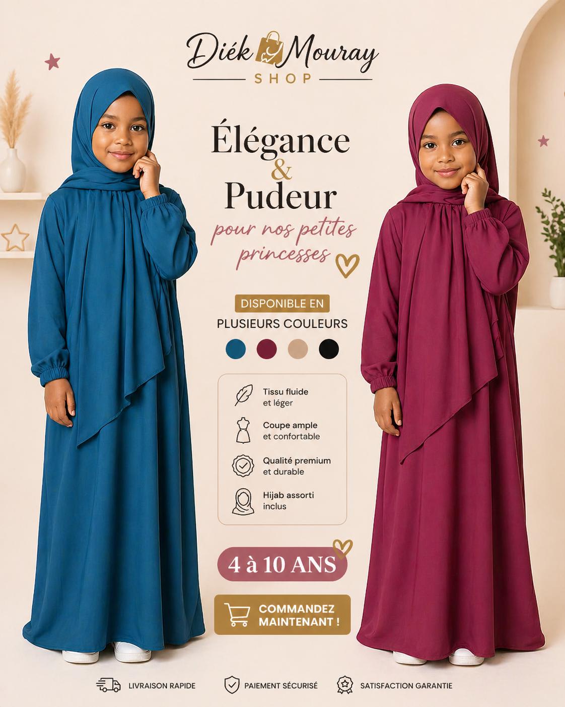 Robe avec voile intégré pour petite fille 