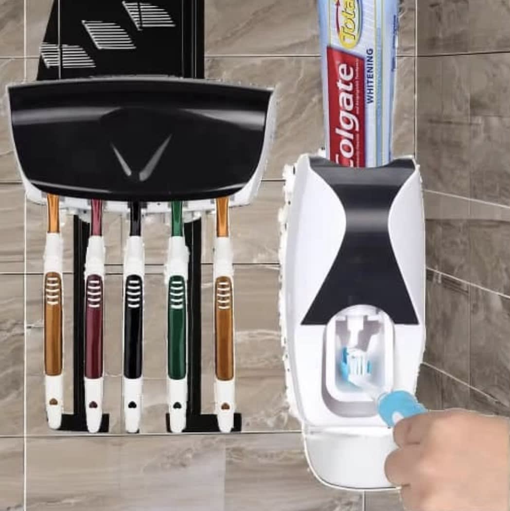distributeur automatique de dentifrice avec porte-brosses à dents