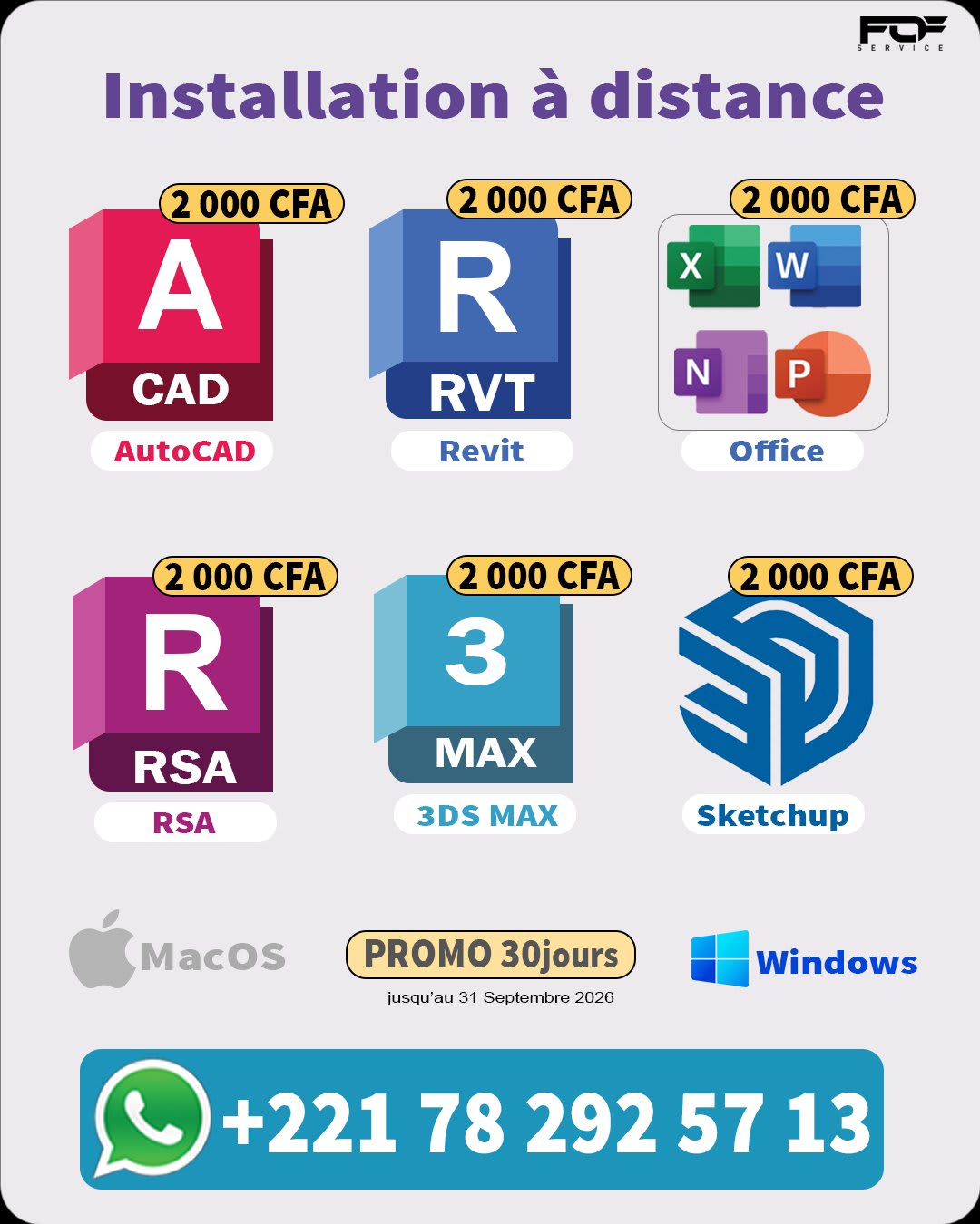 Installation AutoCAD Revit RSA Sketchup 