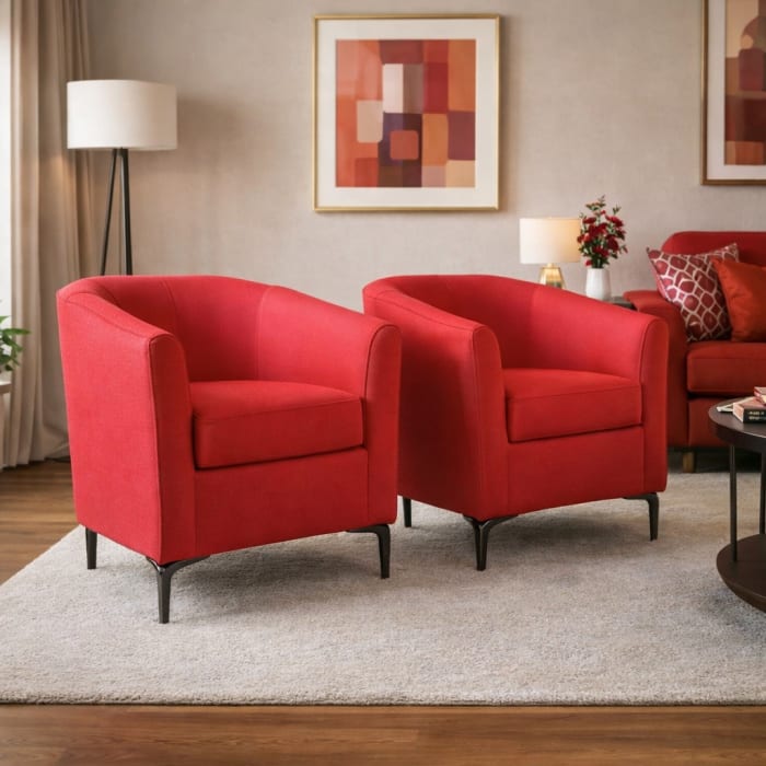 Sillón individual rojo bajo