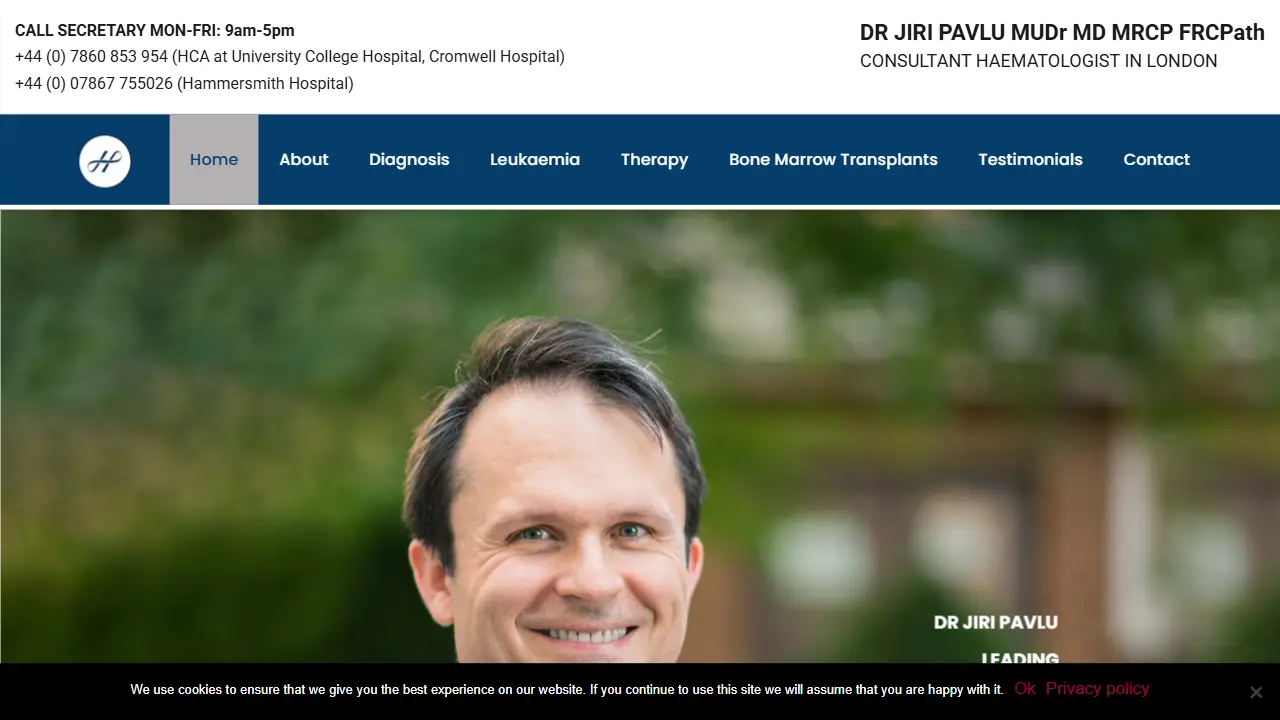 Dr J. Pavlu, Private Leukaemia and Bone Marrow Transplantation Consultant
