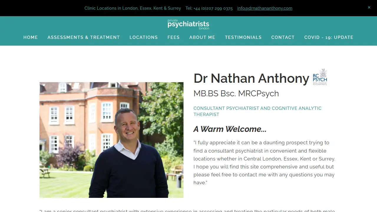Dr Nathan Anthony Private Psychiatrist London