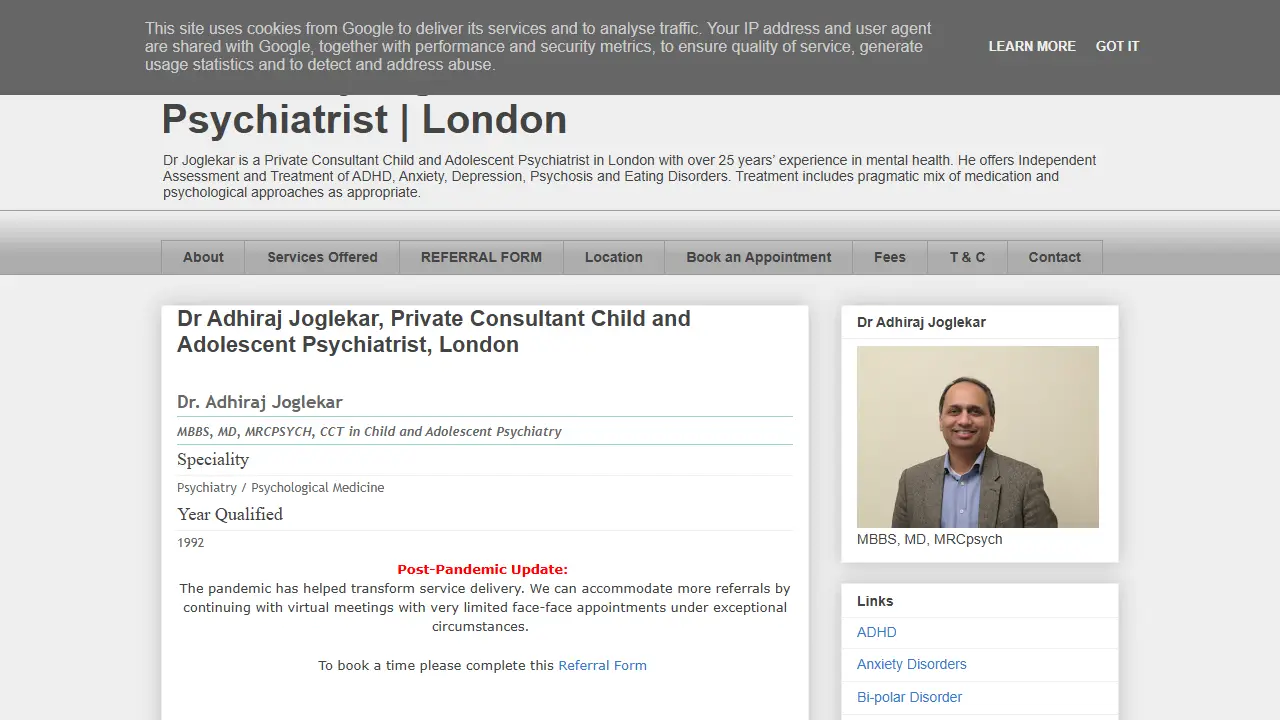 Dr Joglekar, Child & Adolescent Psychiatrist