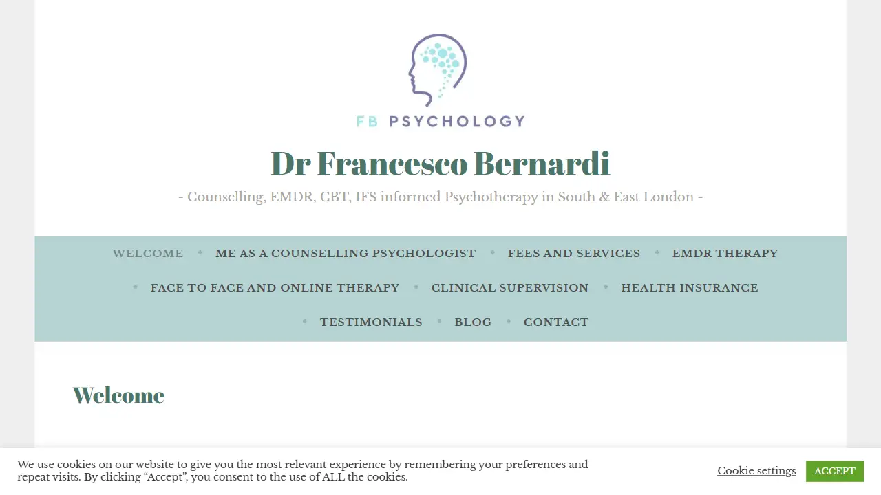 Dr Francesco Bernardi Counselling, EMDR, CBT, IFS informed Psychotherapy in South & East London