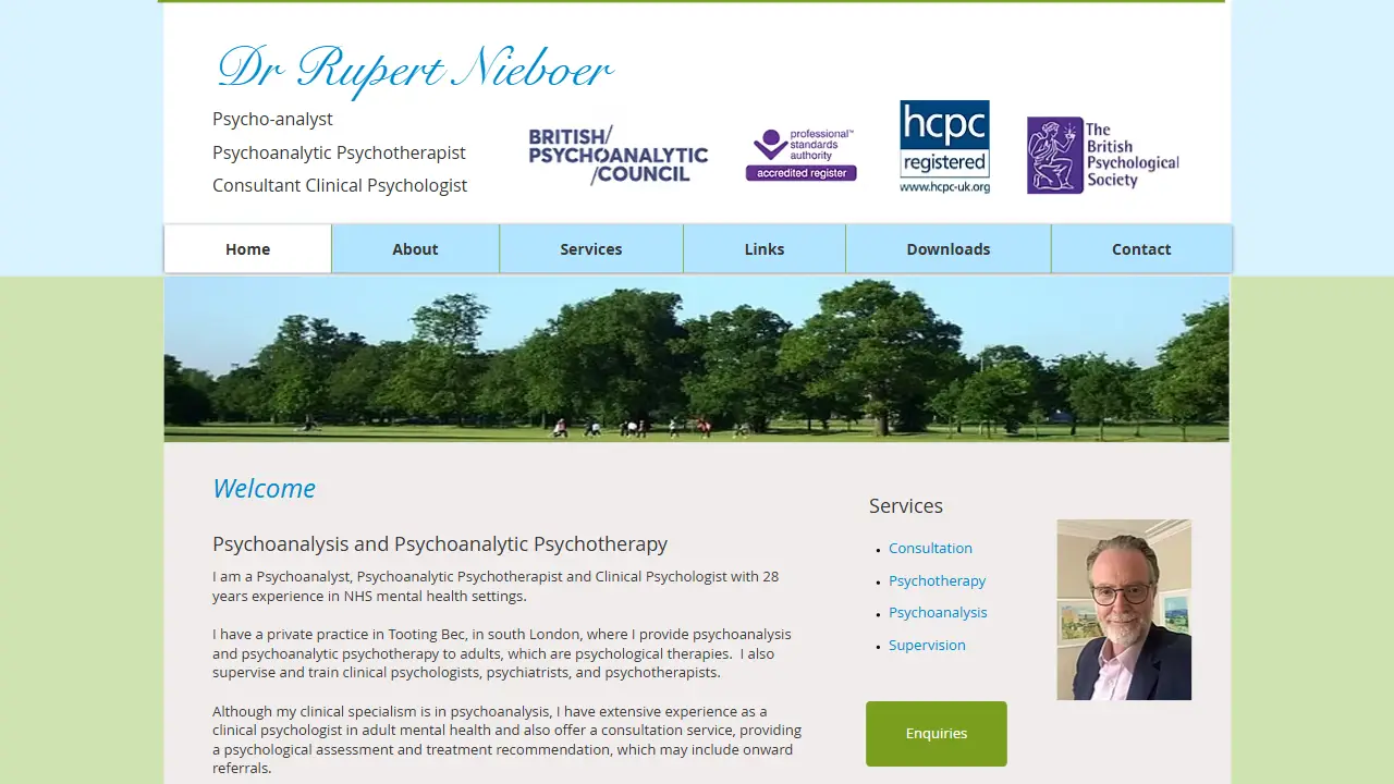 Dr Rupert Nieboer, Psychoanalyst, Psychotherapist, Psychologist