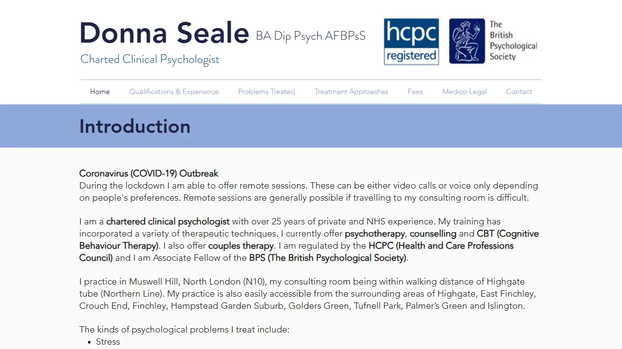 Donna Seale Charted Clinical Psychologist
