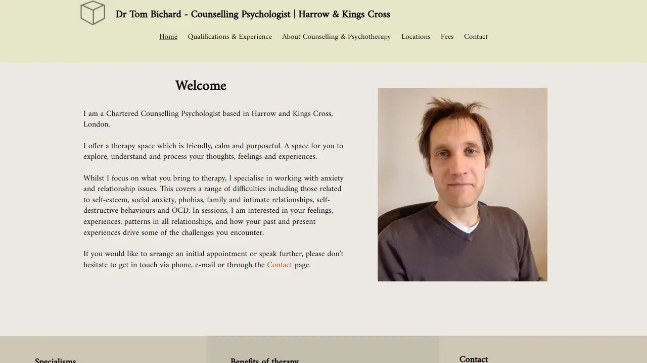 Dr Tom Bichard CPsychol - Counselling & Psychotherapy