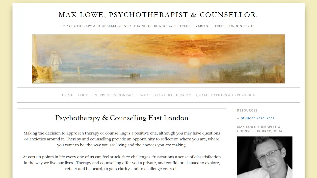 MAX LOWE, PSYCHOTHERAPIST & COUNSELLING