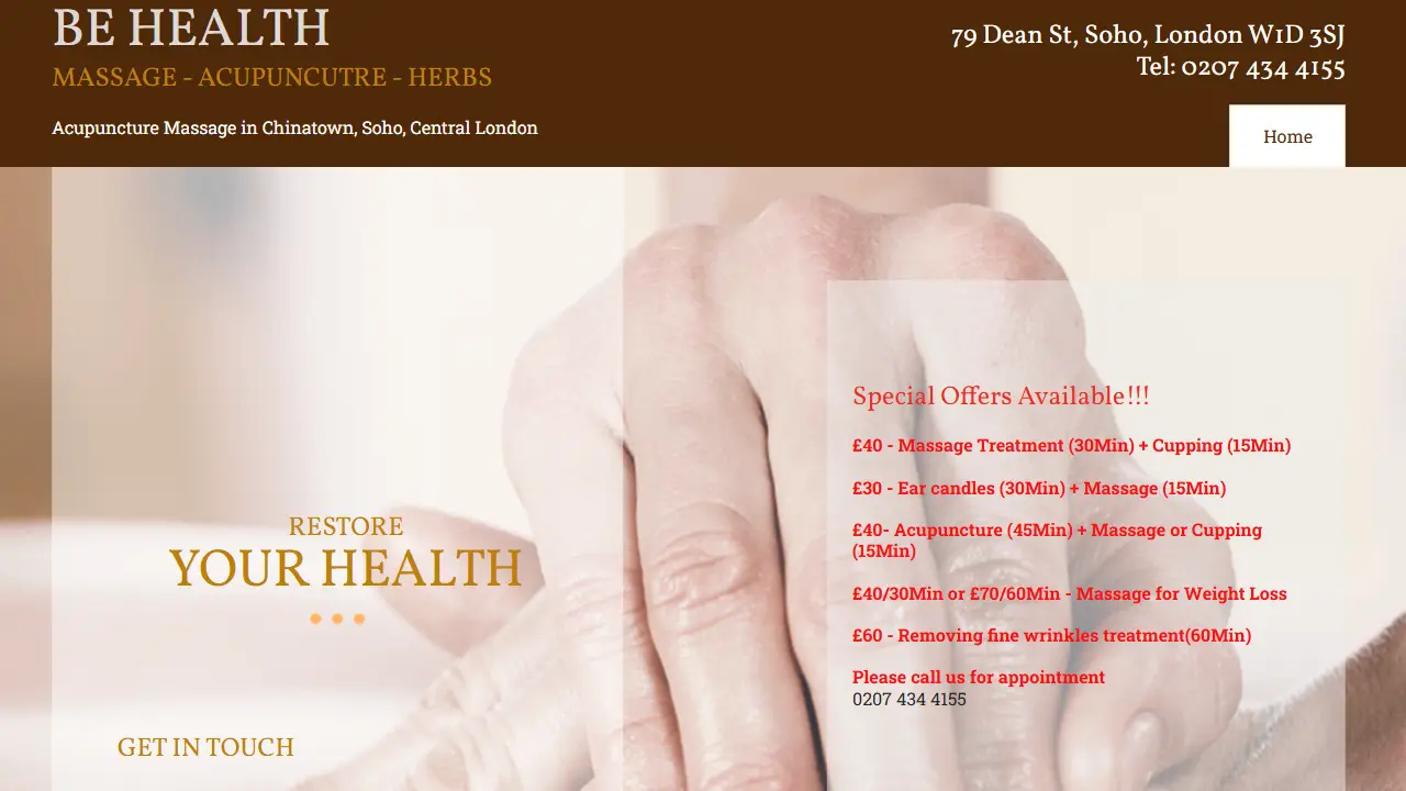 Offer!!! Be Health Chinese Massage Acupuncture Soho Chinatown