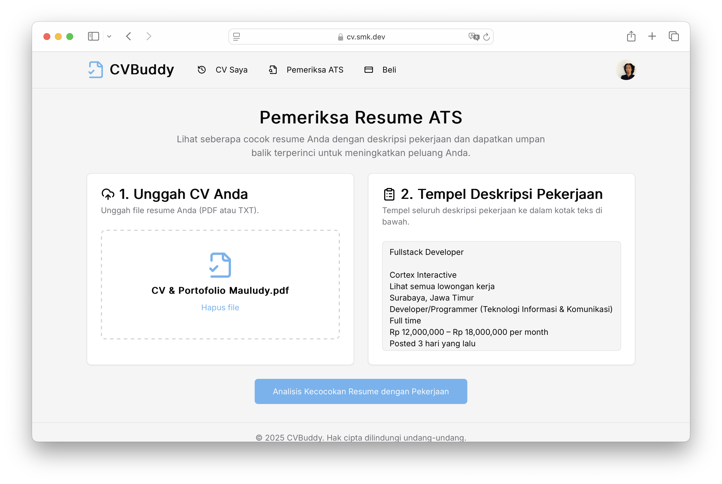 Analisa CV dan Pekerjaan