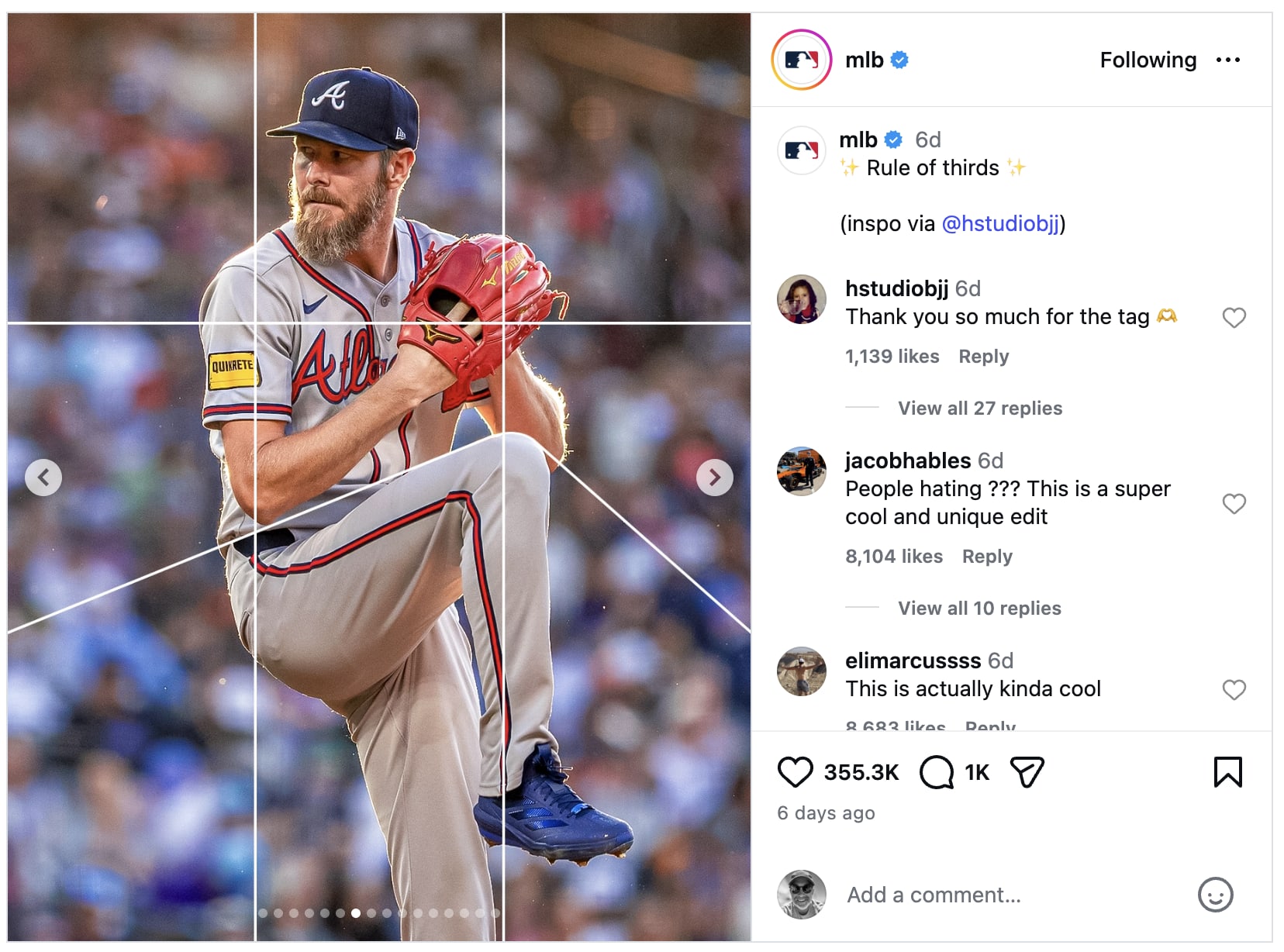 MLB's post on the rule of thirds