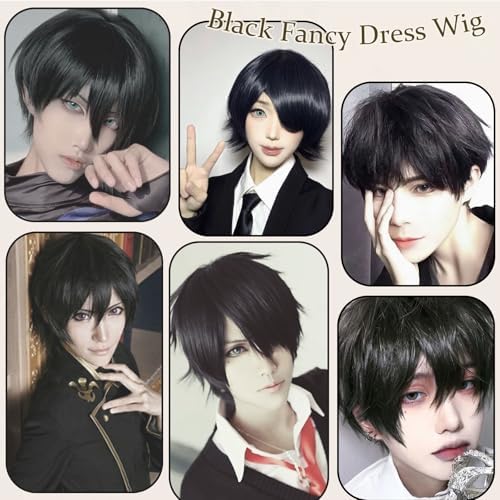 Vue 5 de Anime Perruque Noir Pour