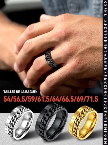 Vue 3 de Bague Homme Runes Viking