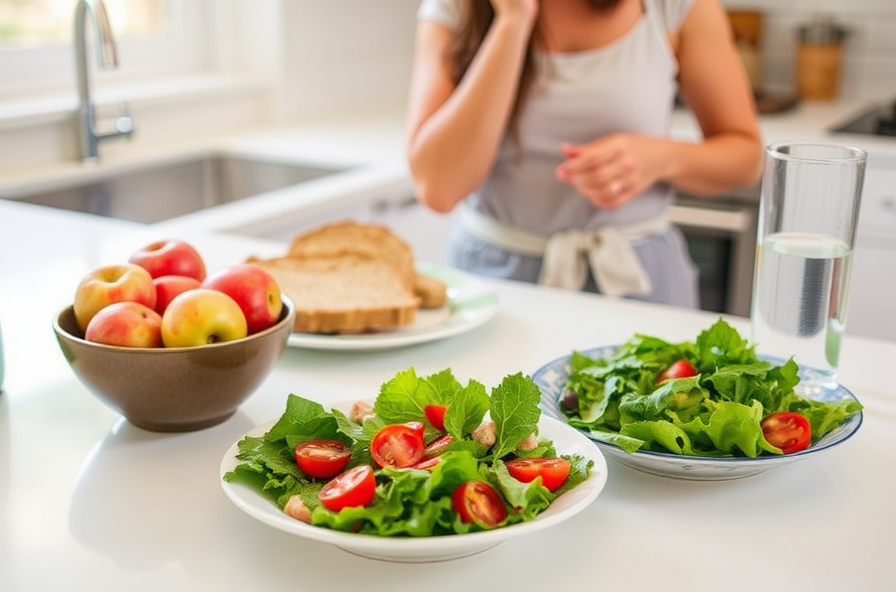 colorful fiber rich foods spread on kitchen counter