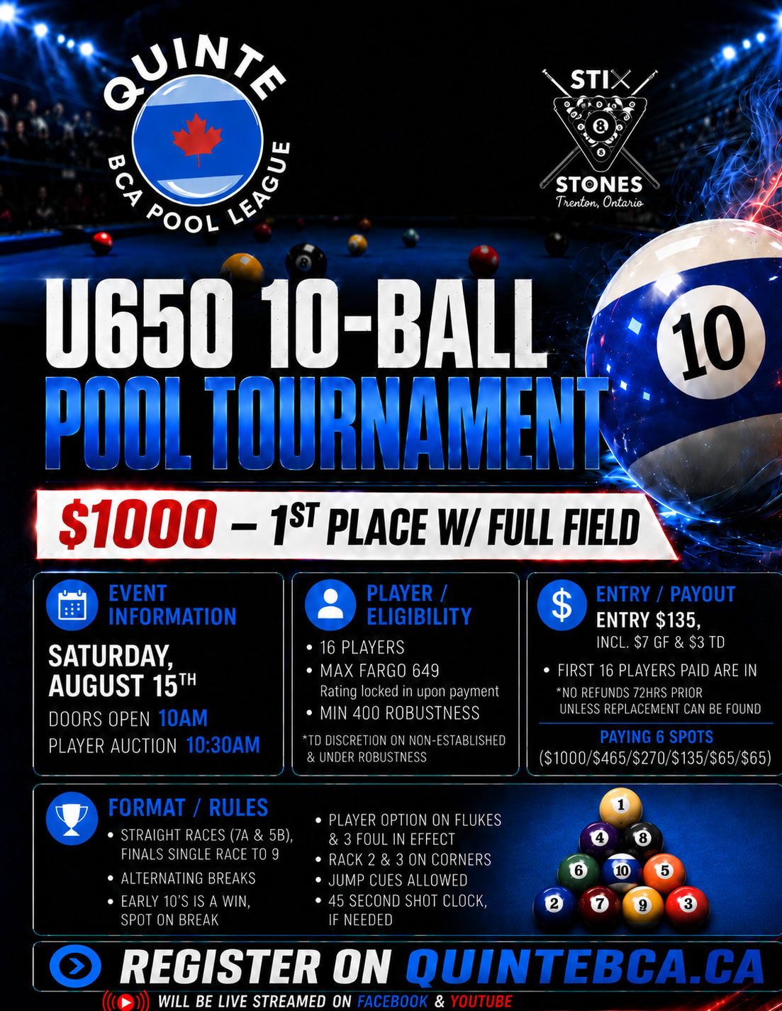 U650 10-Ball Tournament